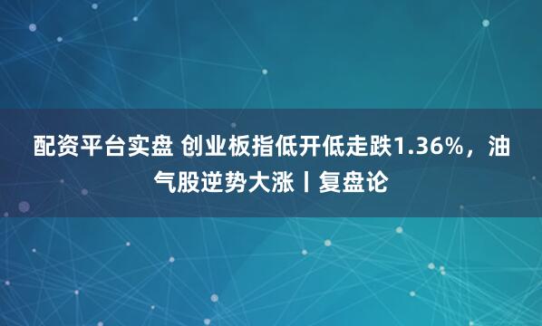 配资平台实盘 创业板指低开低走跌1.36%，油气股逆势大涨丨复盘论