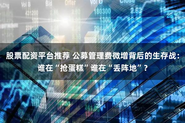 股票配资平台推荐 公募管理费微增背后的生存战：谁在“抢蛋糕”谁在“丢阵地”？
